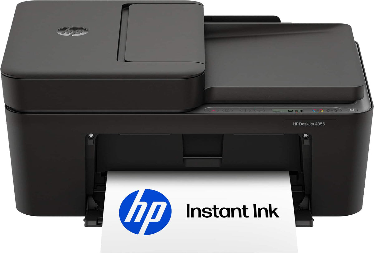 HP - DeskJet 4355 Wireless All-in-One Inkjet Printer, Scanner, Copier, AI-Enabled with 3 Months of Instant Ink - Black