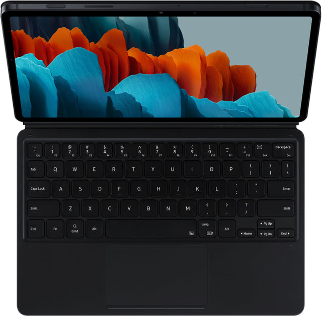 Front. Samsung - Galaxy Tab S8+, Tab S7+ Book Cover Keyboard - EF-DT970UBEGUJ - Black.