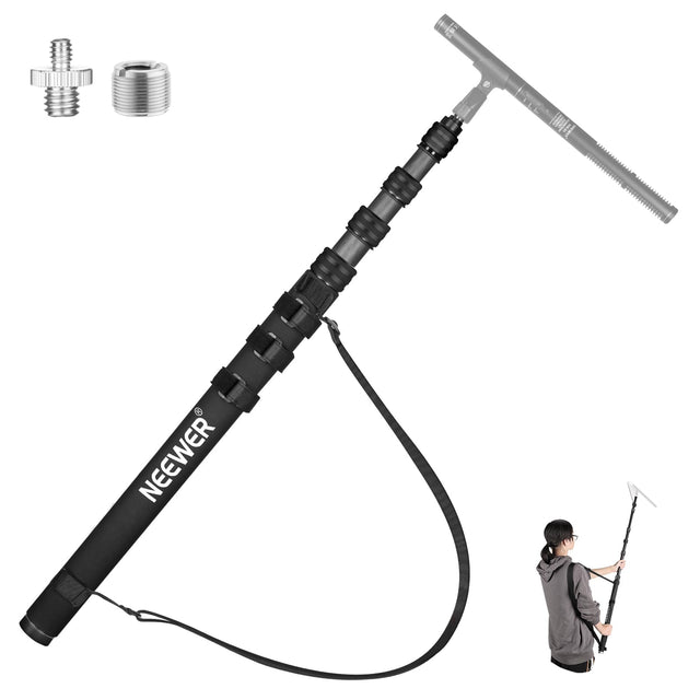 Front. Neewer - 9.8ft Carbon Fiber Mic Boom Pole, 5 Sections - Black.