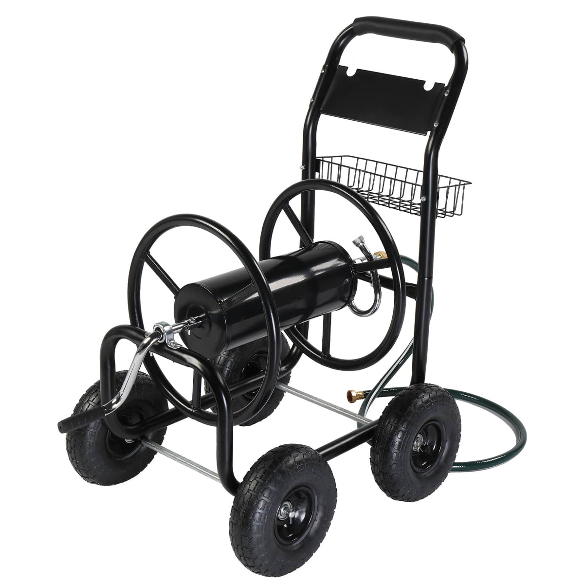 Winado - Garden Hose Reel Cart, Lawn Water Planting Cart with Wheels, Heavy Duty Outdoor Yard Water Planting Truck with Basket