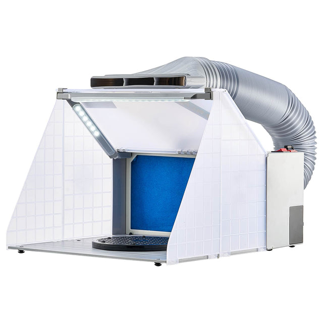 Front. VEVOR - Airbrush Spray Booth, Portable Hobby Airbrush Paint Spray Booth Kit with LED Lights, Exhaust Fan and Exhaust Extension - White.