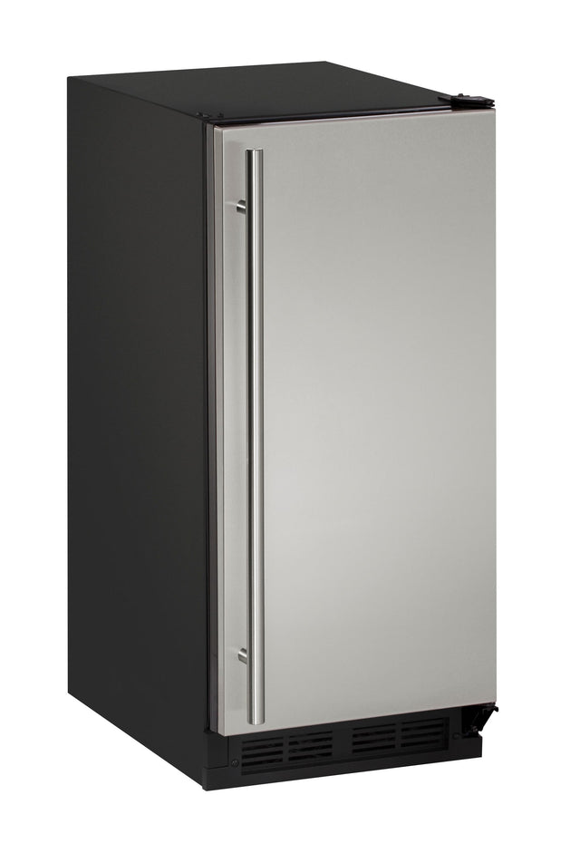 Angle. U-Line - 15" 55-lb Clear Ice Machine - Stainless Steel.