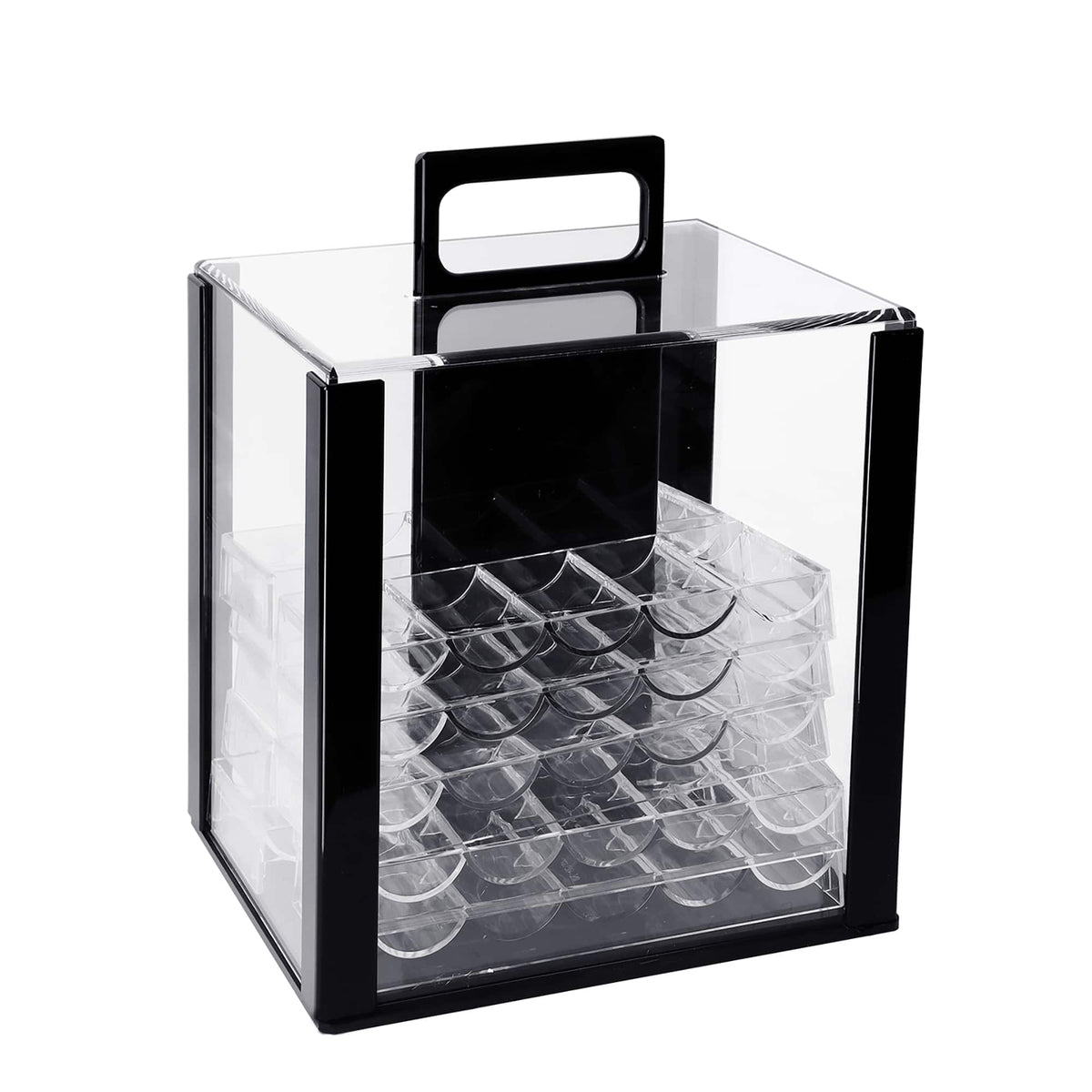 GSE Games & Sports Expert - 1,000pcs Poker Chip Cases, Casino Grade Acrylic Poker Chips Carrier with 10 Poker Chip Trays