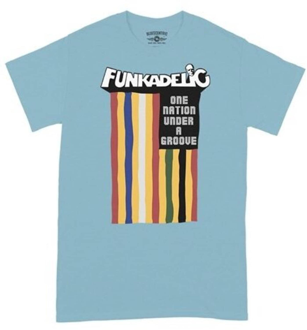 PopMarket - Funkadelic - Funkadelic - One Nation Under a Groove Flag - Heavy Cotton T-Shirt - XL Light Blue - APPAREL - Multicolor