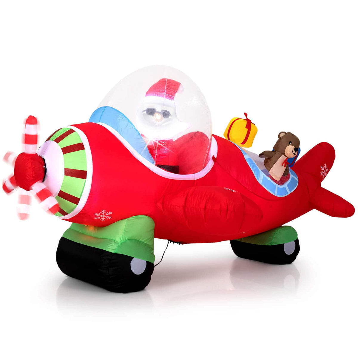 Costway - 7.2 FT Christmas Inflatables Airplane with Gift Boxes and Built-in LED Lights - Multicolor