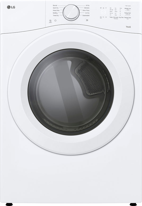 LG - 7.4 Cu. Ft. Ultra Large Stackable Smart Gas Dryer with AI Sensor Dry and LoDecibel Quiet Operation - White