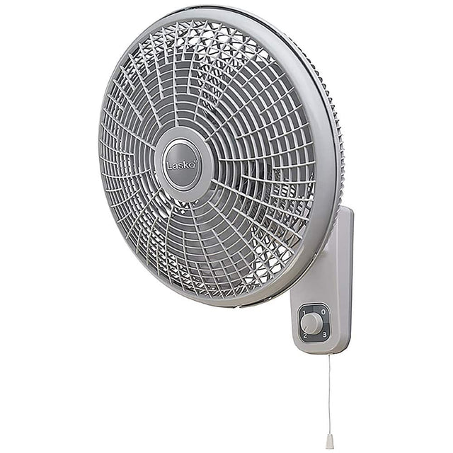 Front. Lasko - 16" Oscillating Wall Mount Fan with Anti-Rust Grills - Gray.