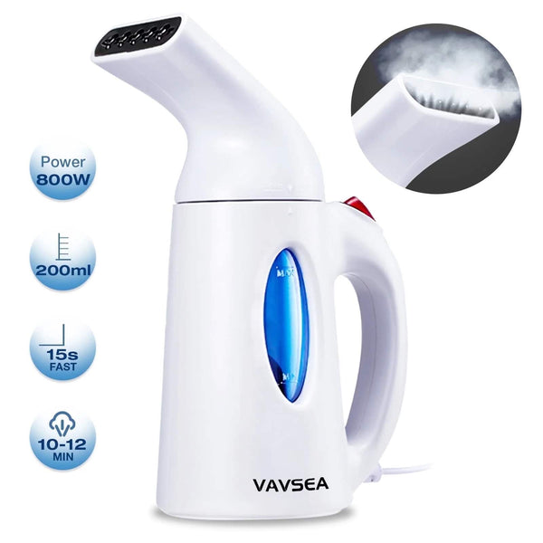 VAVSEA - Portable Clothes Steamer Garment Steamer Fast Heat Wrinkle Remover Auto Shut Off - White