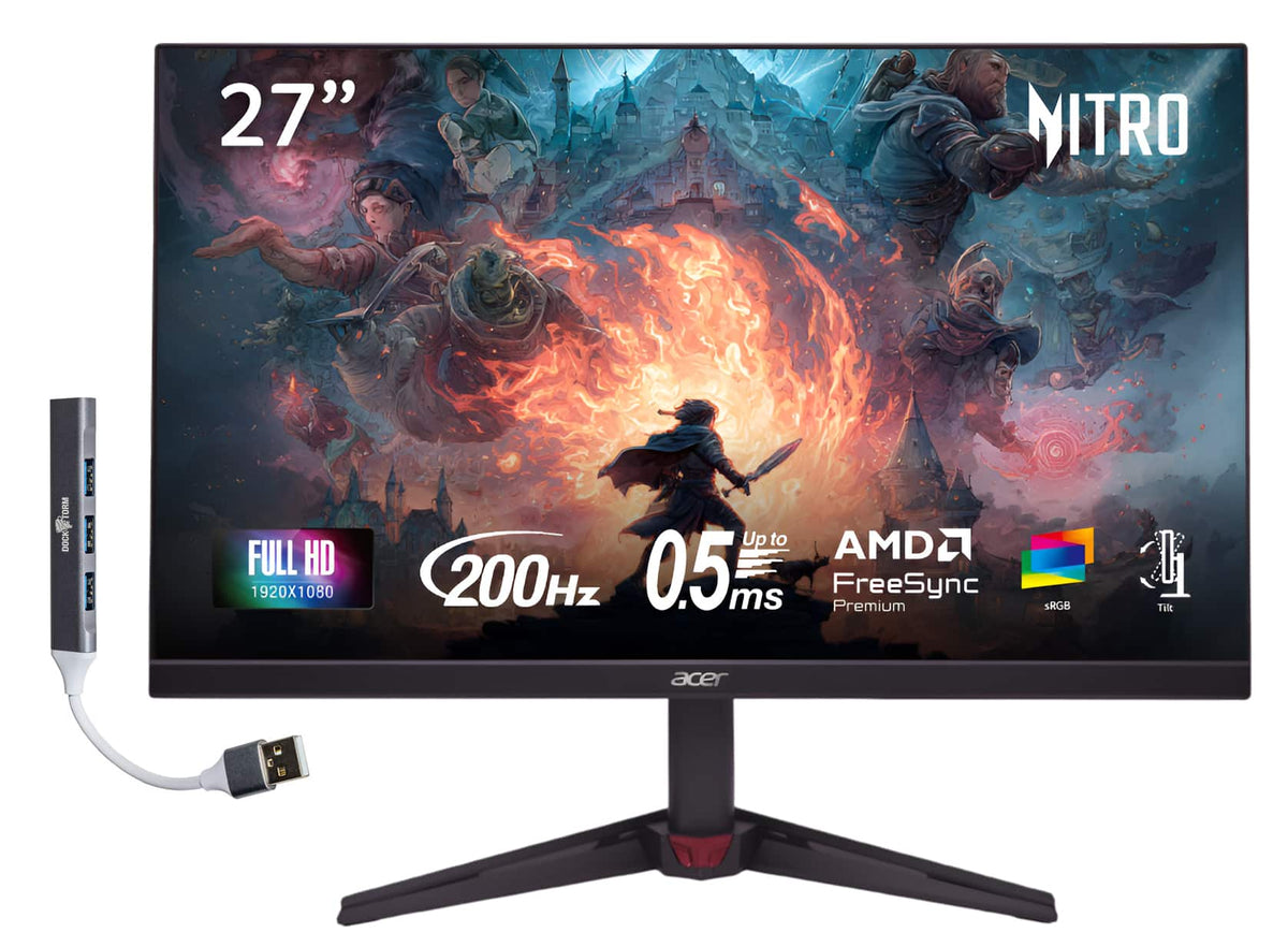 Acer - Nitro VG270X 27" FHD IPS Monitor, 0.5ms Response Time, Anti-Glare, Flicker Free, HDMI & DKZ Hub (UM.HV0AA.101) - Black