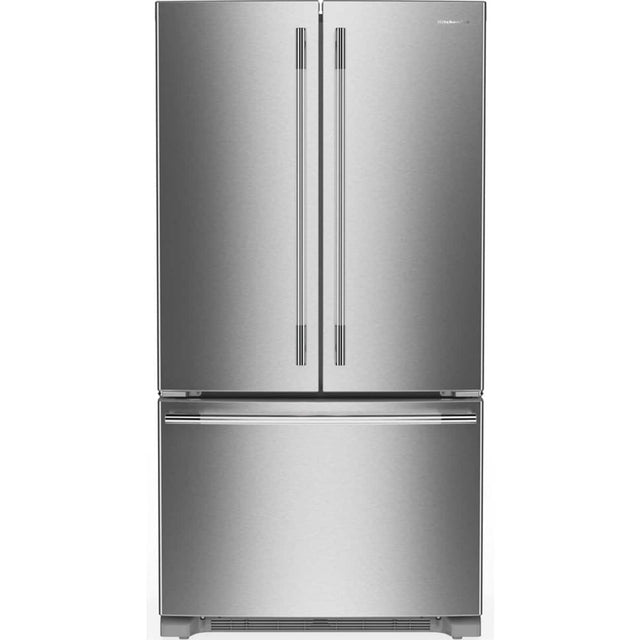 Front. KitchenAid - 20 Cu. Ft. 36-Inch Counter-Depth French Door Refrigerator with Internal Water Dispenser - PrintShield Stainless.