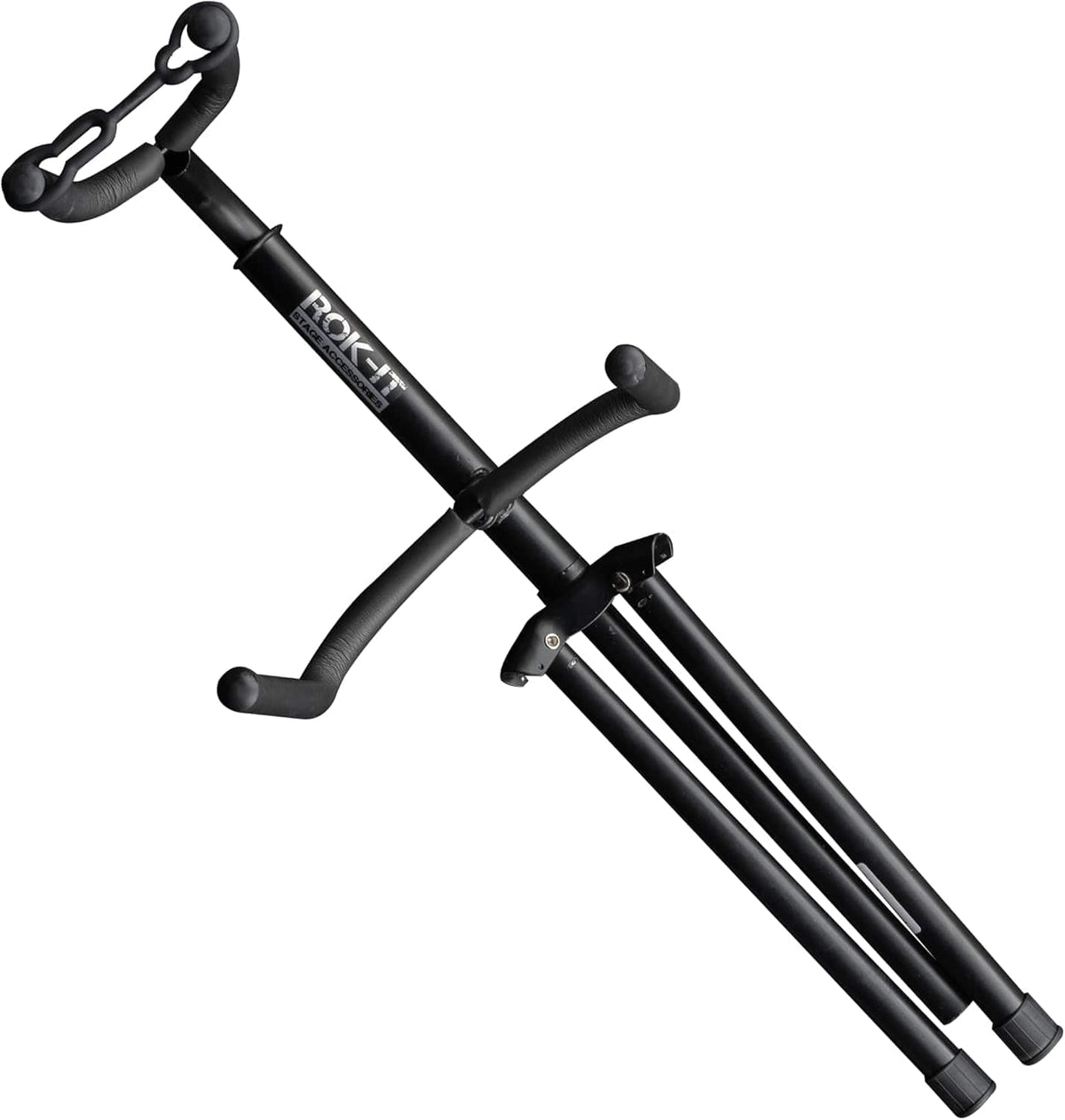 Gator - Rok-It Tubular Guitar Stand to Hold Electric or Acoustic Guitars, Padded Body and Neck Cradle, with Rubber Feet