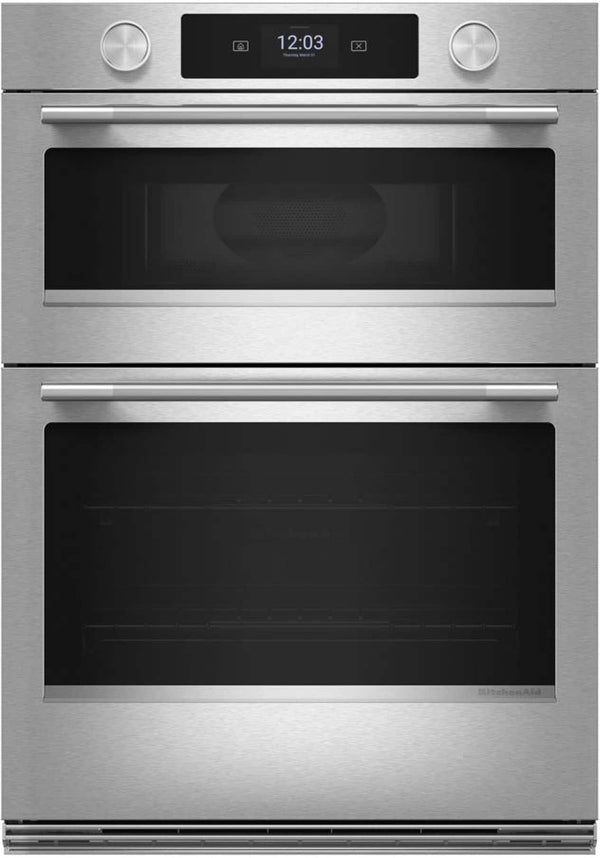 KitchenAid - 27 inch Smart Built-In Electric Double Wall Combination with Microwave and Assisted Cooking Modes - Stainless Steel