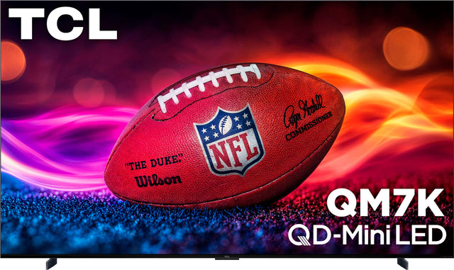 TCL QM7K Mini LED TV with NFL Commissioner Roger Goodell's signature.