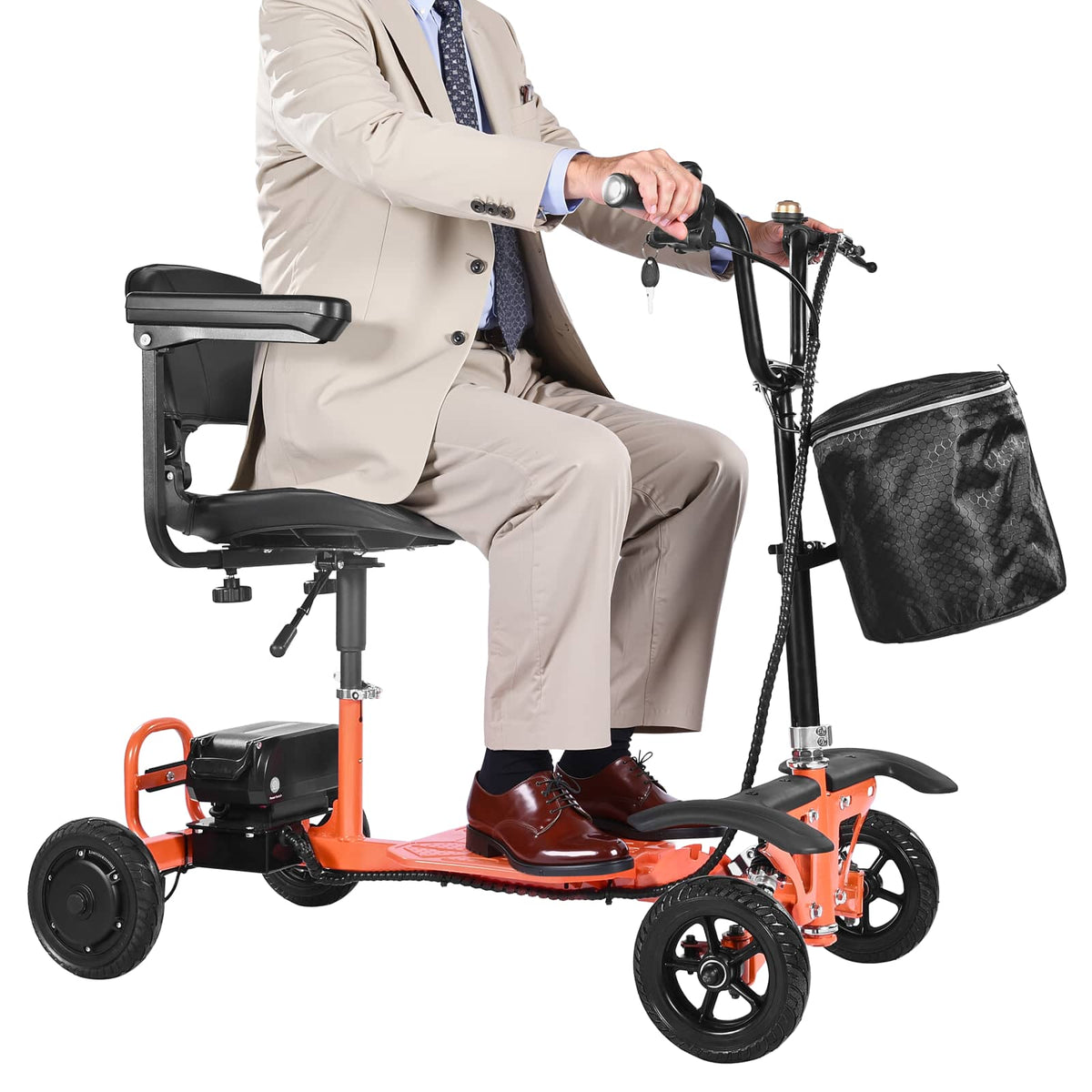 VEVOR - 4-Wheel Folding Mobility Scooter for Adults & Seniors, 265LBS Loading Electric Mobility Scooter - Orange