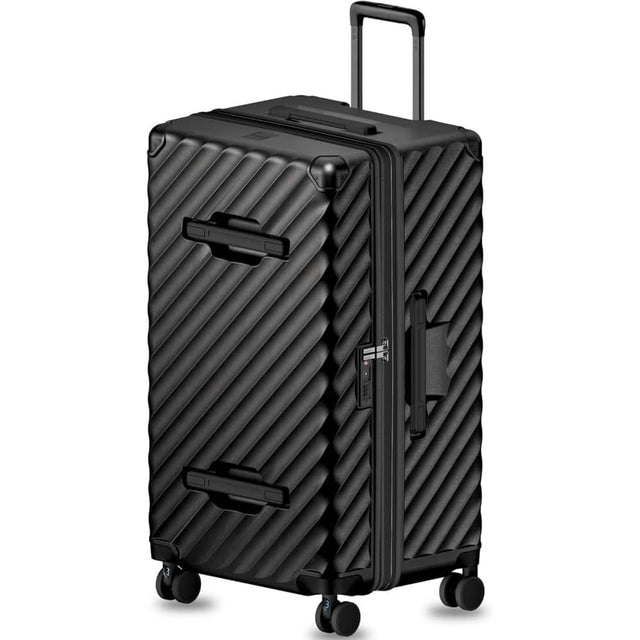 Front. LUGGEX - LUGGEX 30 Inch Checked Luggage, Expandable PC Hardside Large Trunk Suitcase with Shock - Absorbing Wheels - EX-Pro - Black.