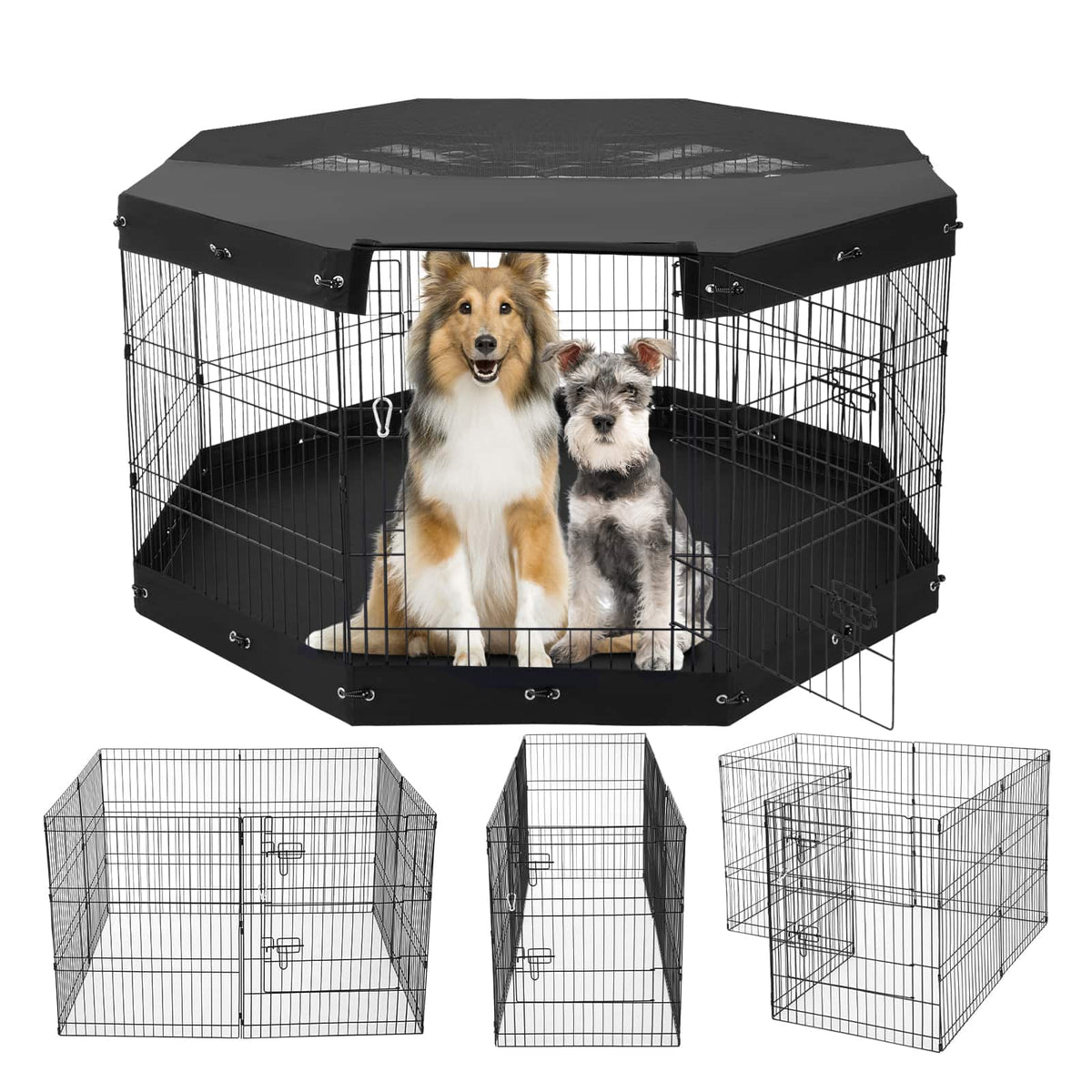 VEVOR - Dog Playpen, 8 Pcs 30"H x 24"W Panels Foldable Metal Pet Exercise Pen, Dog Fence Indoor and Outdoor Pen with Door