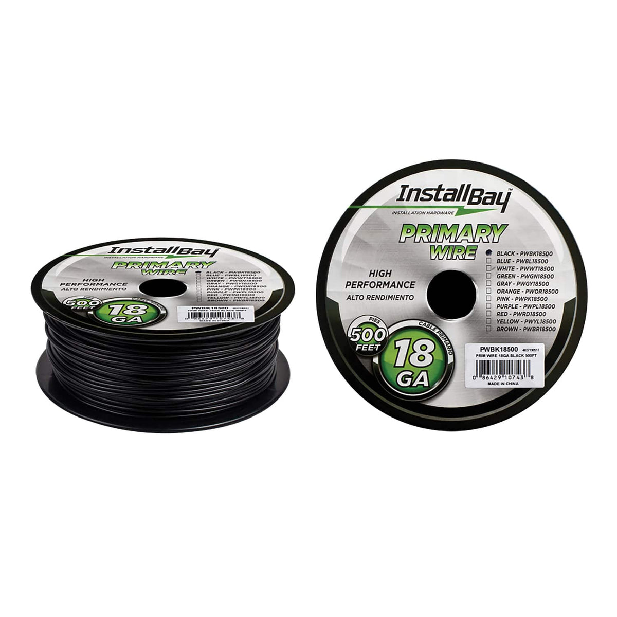 Install Bay - 18-Gauge All-Copper Primary Wire 500 Ft - Black