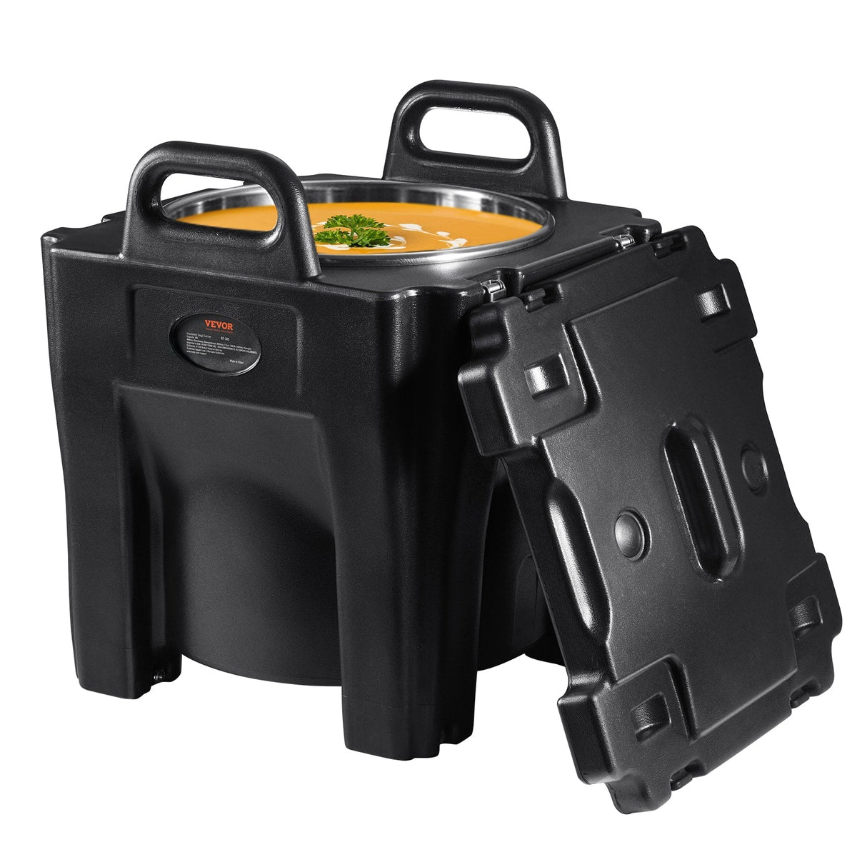 VEVOR - Insulated Food Carrier,32Qt Capacity, Stackable Catering Hot Box with Stainless Steel Barrel, Top Load LLDPE Food Warmer - Black