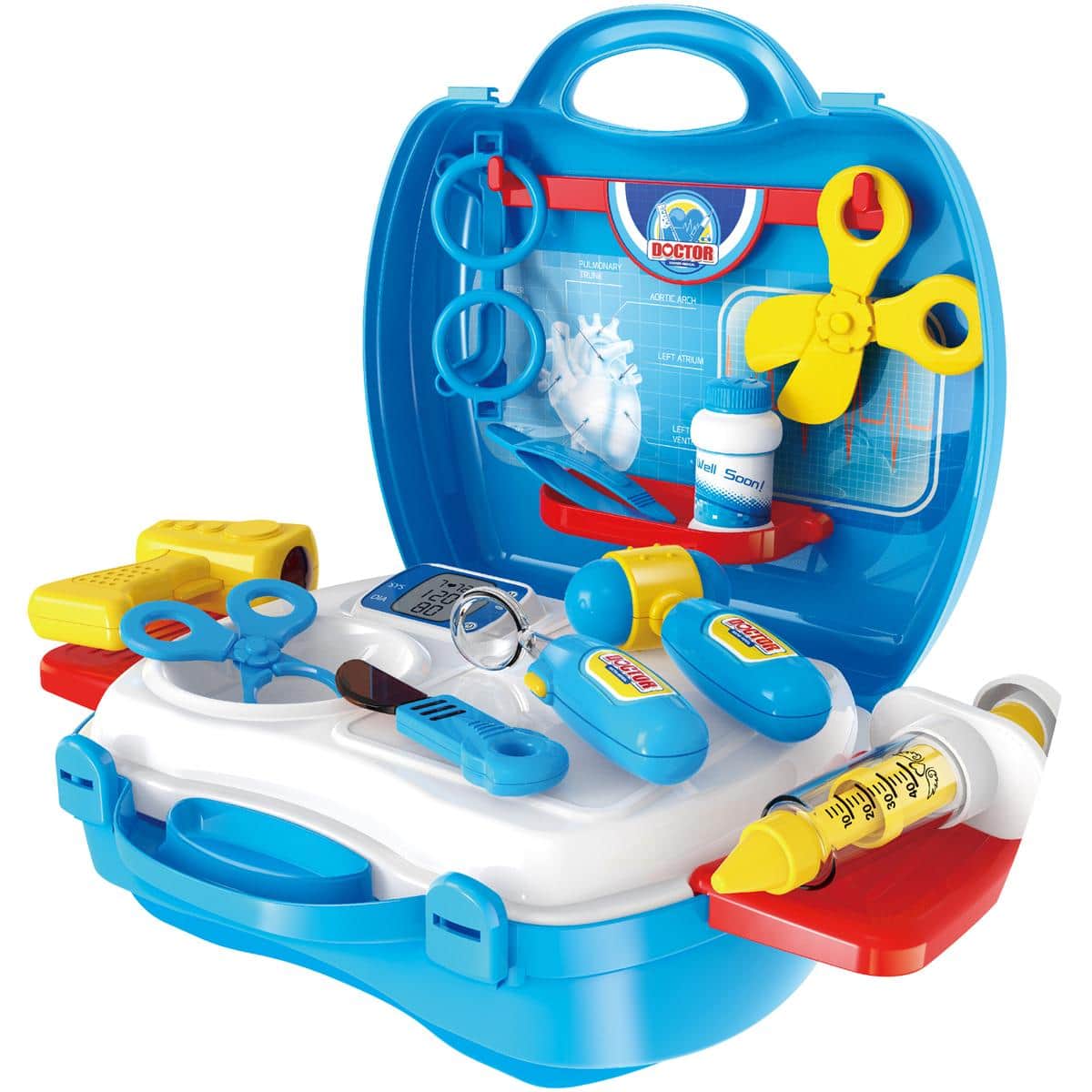 JuzToys - 18pcs Doctor Kit for Toddlers 3-5, Pretend Play Doctor Kit for Kids, Toy Medical Kit with Case Playset – - Blue