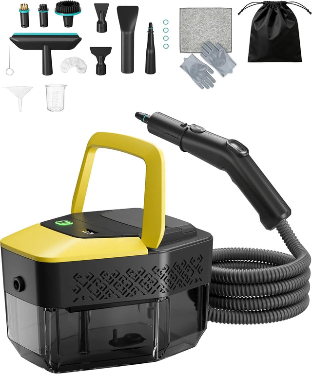 Front. BEHOME - BEHOME Steam Cleaner, 1.9 Qt Portable Steamer, 15s Heat-Up, 1500W, 58 PSI, 212°F, Yellow.
