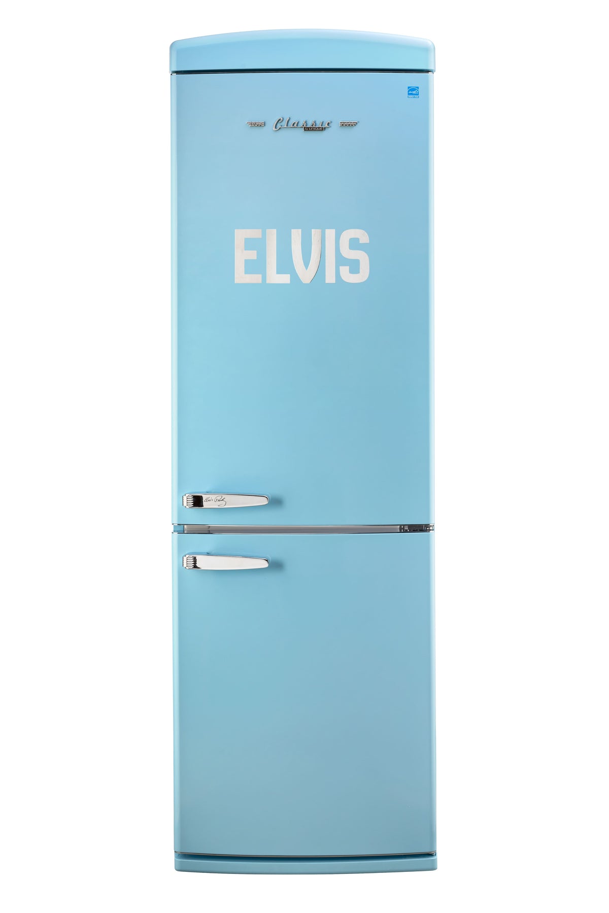 Unique Appliances - 24 in. Wide Elvis Classic Retro 12 cu ft. Counter-Depth Bottom Freezer Refrigerator - Blue Hawaii