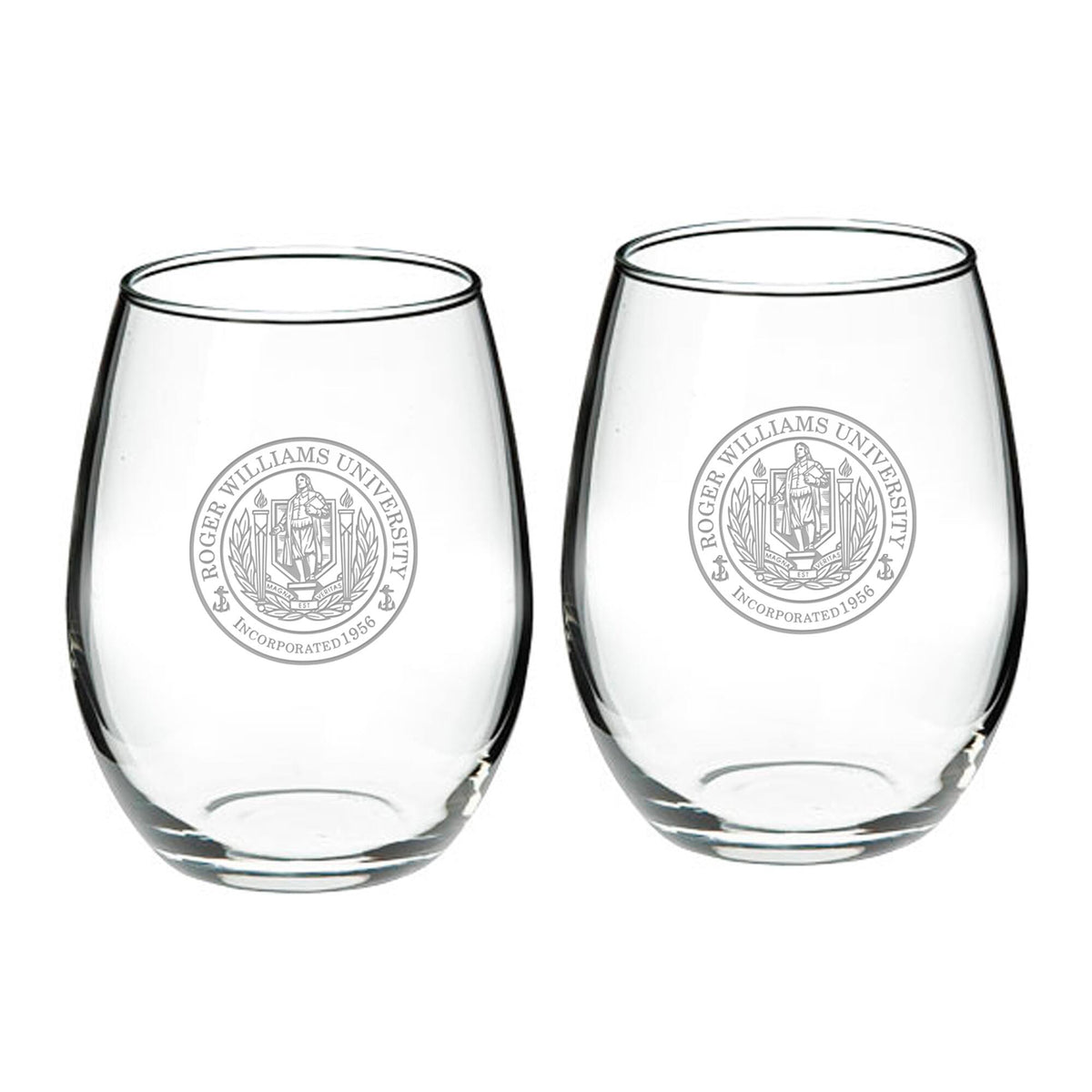 Jardine - Roger Williams University 21oz. 2-Piece Stemless Wine Glass Set - Multicolor