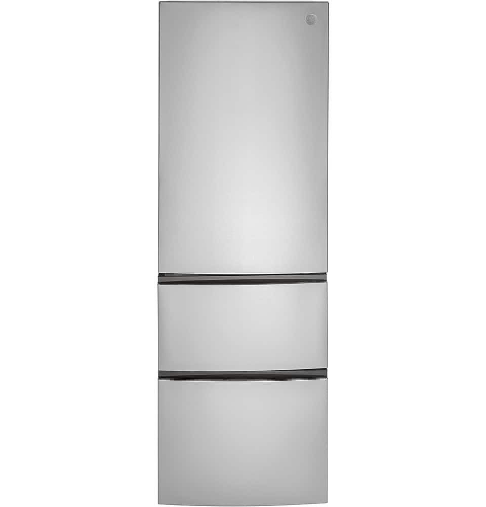 GE - 24 in. Wide 11.9 Cu. Ft. Bottom-Freezer Counter-Depth Refrigerator - Stainless Steel