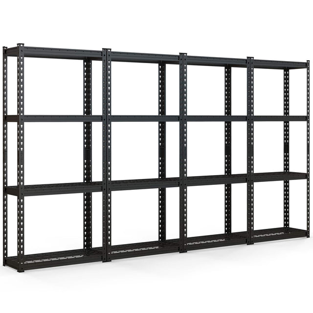 Front. Costway - Costway 4 PCS 4-Tier Metal Shelving Unit Heavy Duty Wire Storage Rack with Anti-slip Foot Pads - Black.