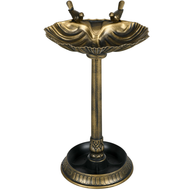 Front. Outsunny - Antique Bird Bath Decorative Birdbath Bird Feeder Bowl with Planter Pedestal and Bird Statues - Bronze.