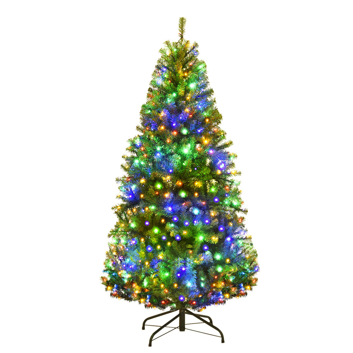 Costway - 4Ft Pre-Lit Artificial Christmas Tree Hinged 100 LED Lights - Green