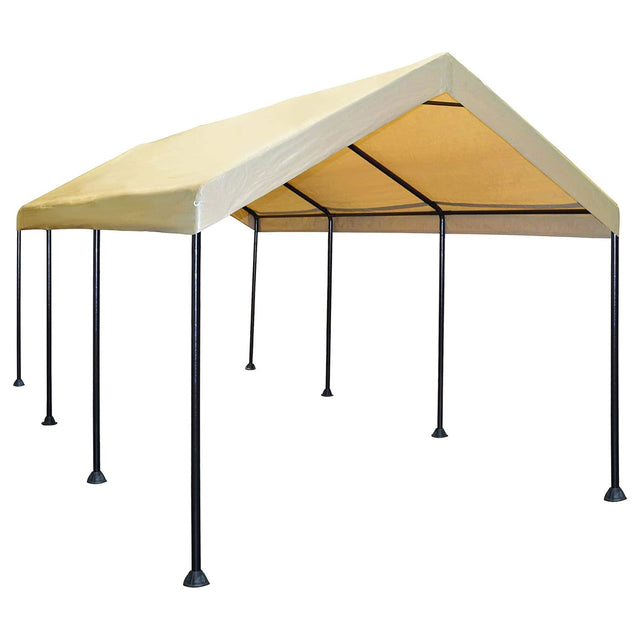 Front. Caravan Canopy - Caravan Canopy Mega Domain Waterproof Steel Frame Carport, 10 x 20 Feet, Tan - Tan.