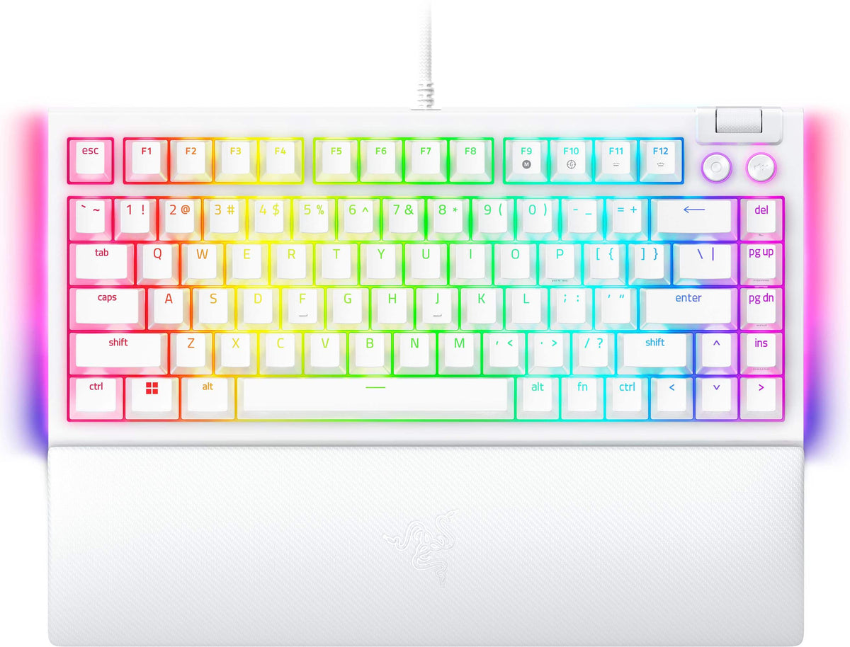 Razer - BlackWidow V4 75% Wired Mechanical Orange Switch Gaming Keyboard with Hot-Swappable Design - White