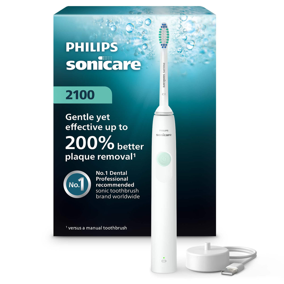 Philips Sonicare - 2100 Power Toothbrush, Rechargeable Electric Toothbrush - White Mint