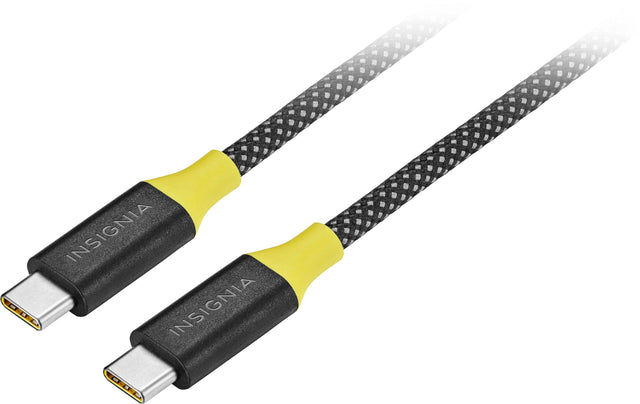 Front. Insignia™ - 8ft 100W USB-C to USB-C Charge-and-Sync Braided Cable - Black.
