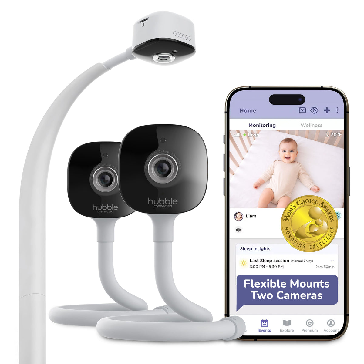 Hubble Connected - GoBaby AI Baby Monitor Cameras w/ Covered Face & Rollover Alert, True Cry Detection, Sleep Trainer & More - Not provided