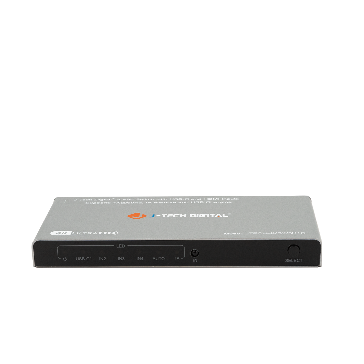 J-Tech Digital - 4K 60Hz 4x1 HDMI Switch with USB-C Input - Silver