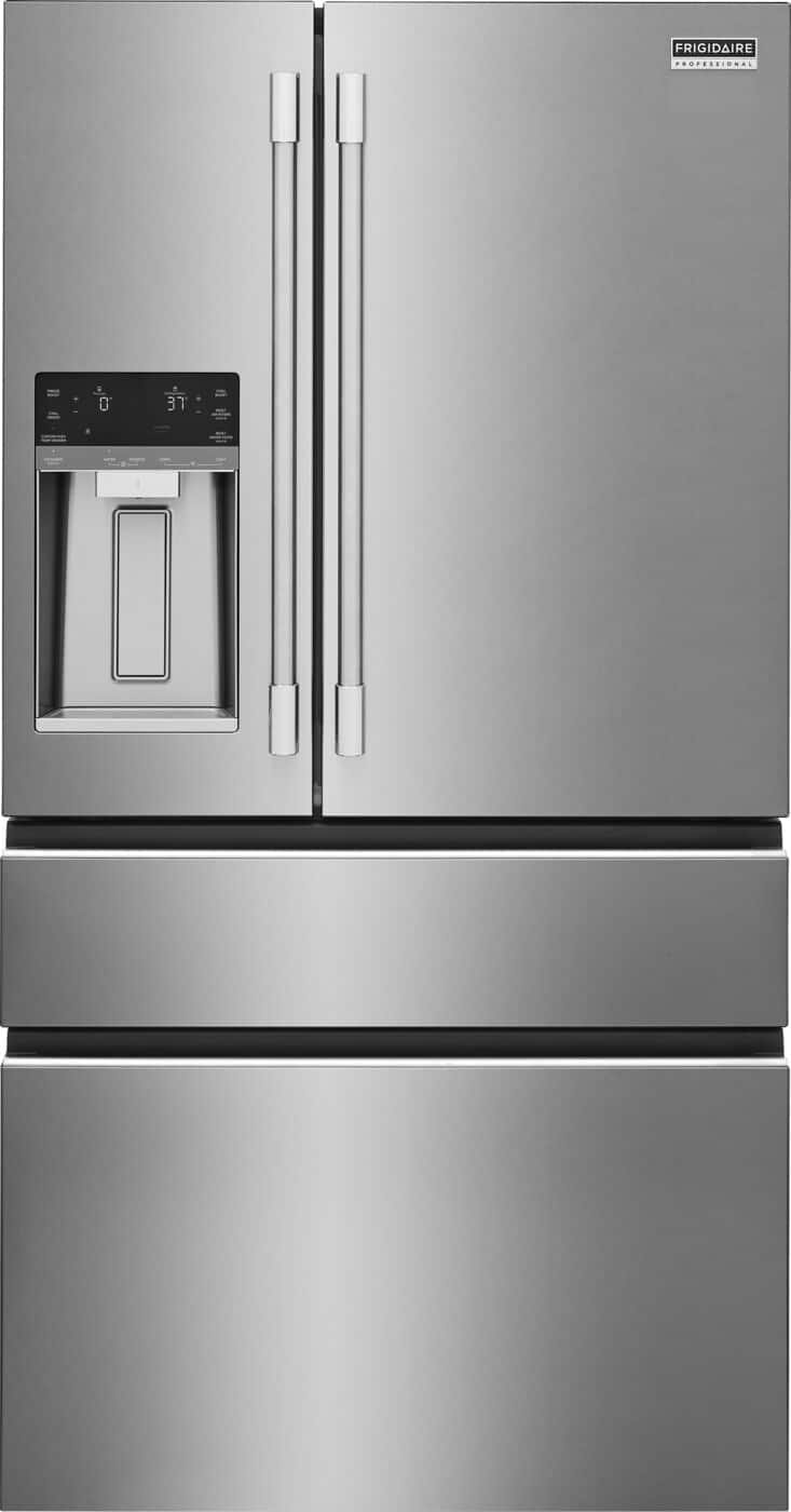 Frigidaire - Professional 36 in. Wide 26 Cu. Ft. Standard-Depth 4-Door French Door Refrigerator with Custom-Flex Temp Drawer - Stainless Steel