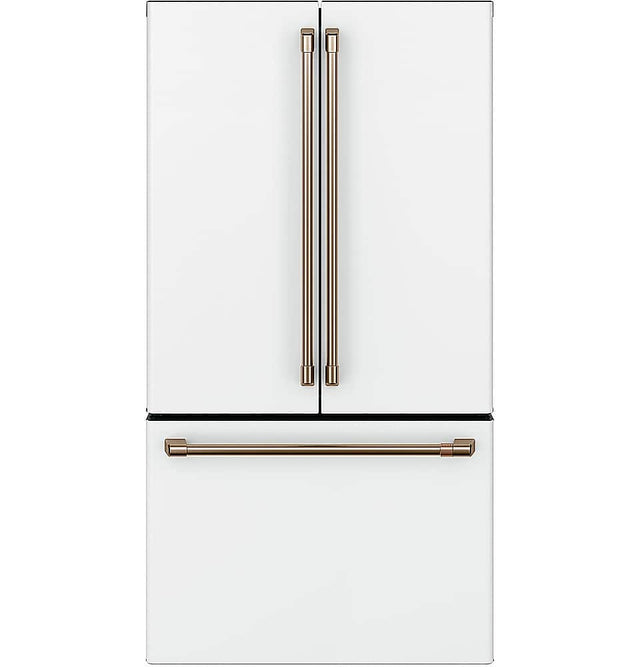 Front. Café - 23.1 Cu. Ft. French Door Counter-Depth Refrigerator, Customizable - Matte White.