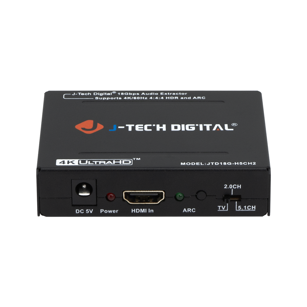 J-Tech Digital - 4K 60Hz HDMI Audio Extractor with HDMI-ARC Function - Black