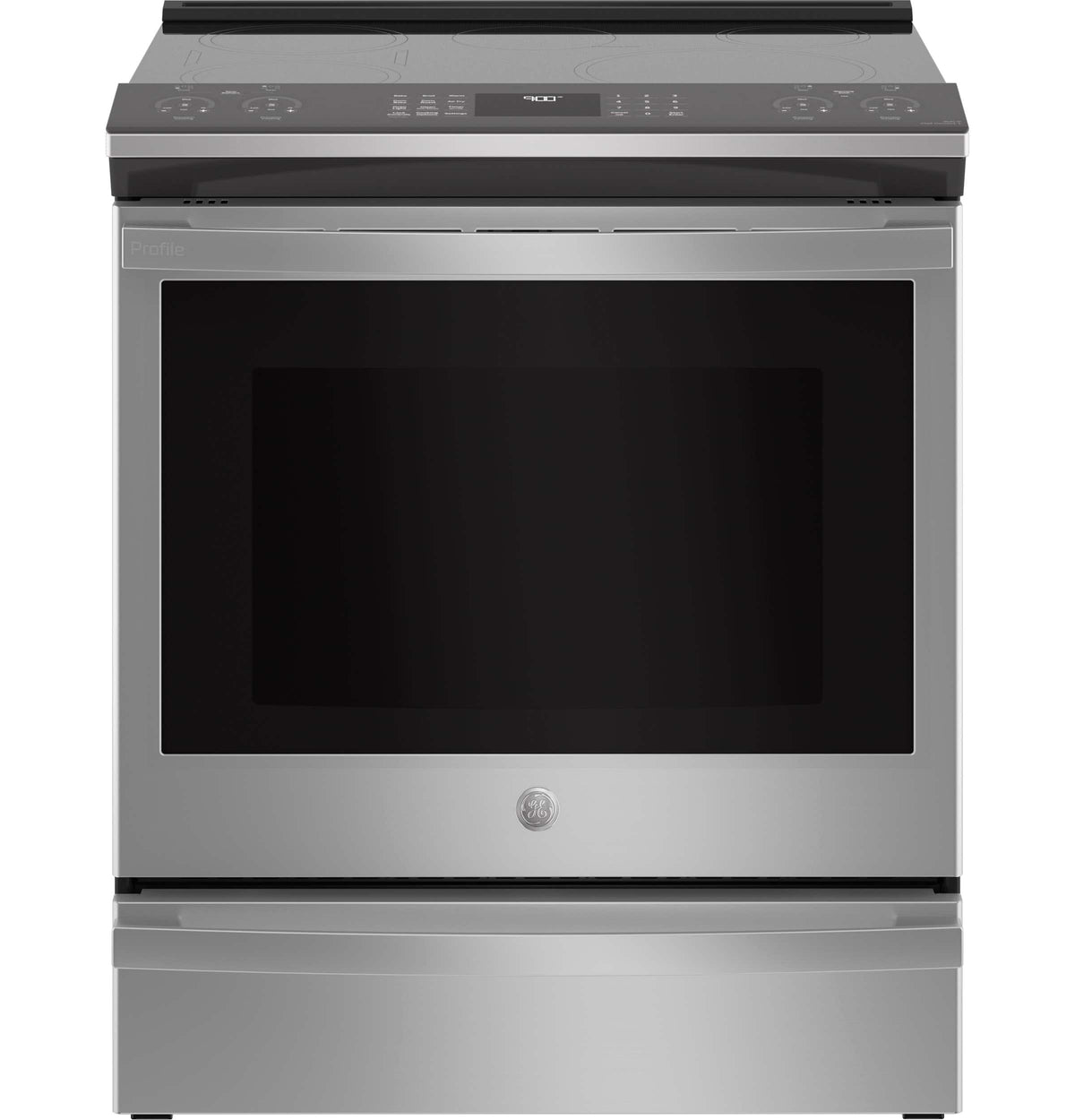 GE Profile - 30 in. Wide 5 Elements 5.3 Cu. Ft. Slide-In Electric Induction Convection Range w/ Self-Clean, Steam Clean and Air Fry - Stainless Steel