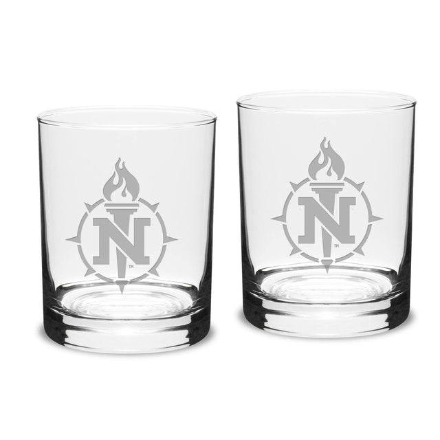Front. Jardine - Northern Michigan Wildcats 14oz. 2-Piece Classic Double Old-Fashioned Glass Set - Multicolor.