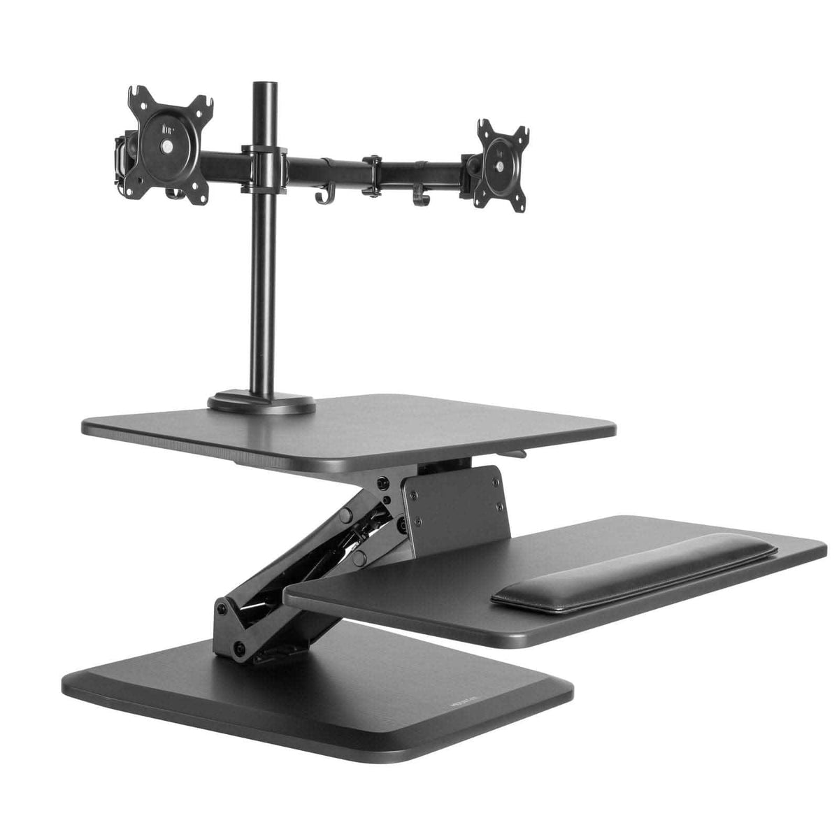 Mount-It! - Dual Monitor Sit‑Stand Desk Converter with Gas Spring Lift and Built‑In Monitor Mount for Adjustable Workstation - Black