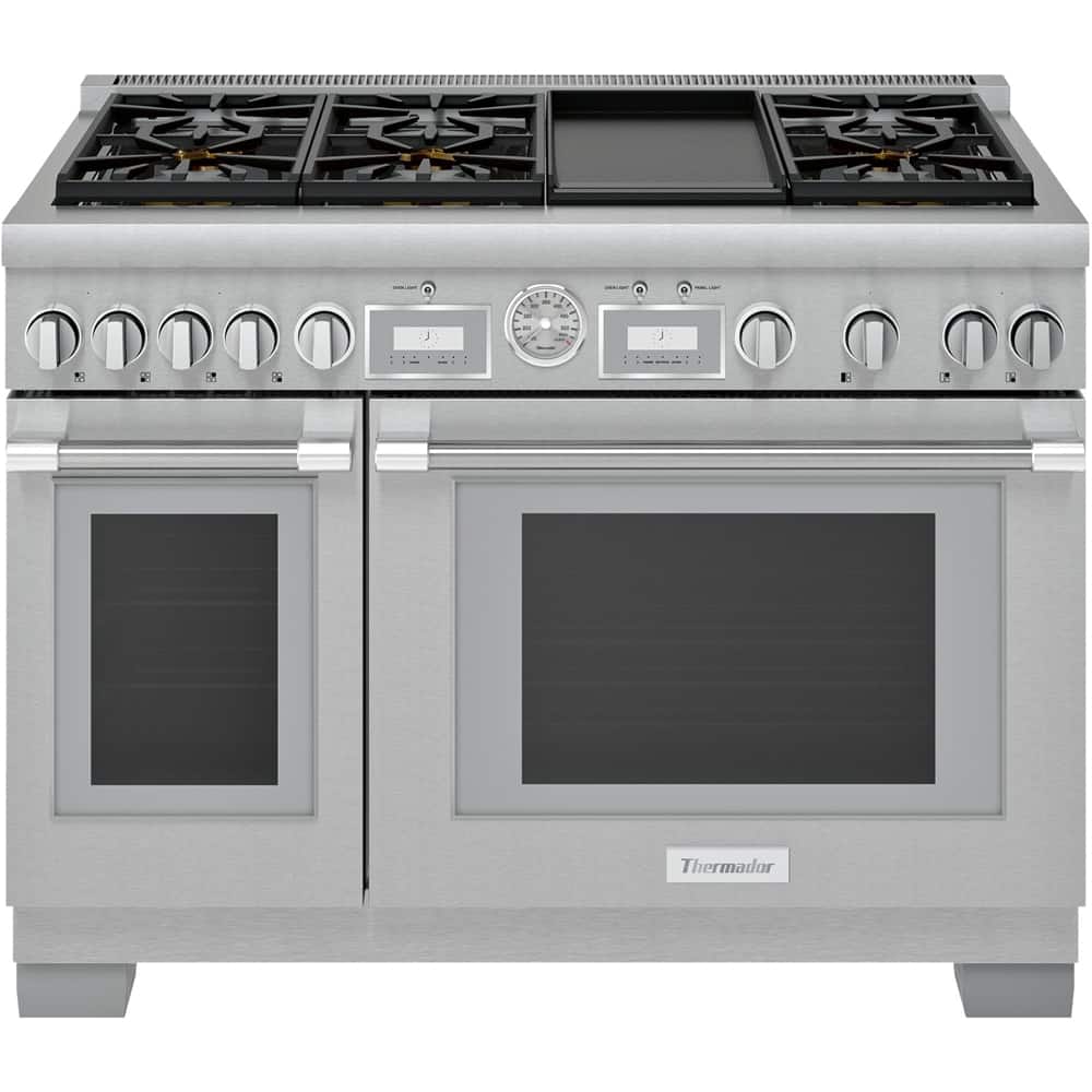 Thermador - Pro Grand 48 in. Wide 7.9 Cu. Ft. Freestanding Double Oven Gas Convection Range with Self-Cleaning and 6 Burners - Stainless Steel