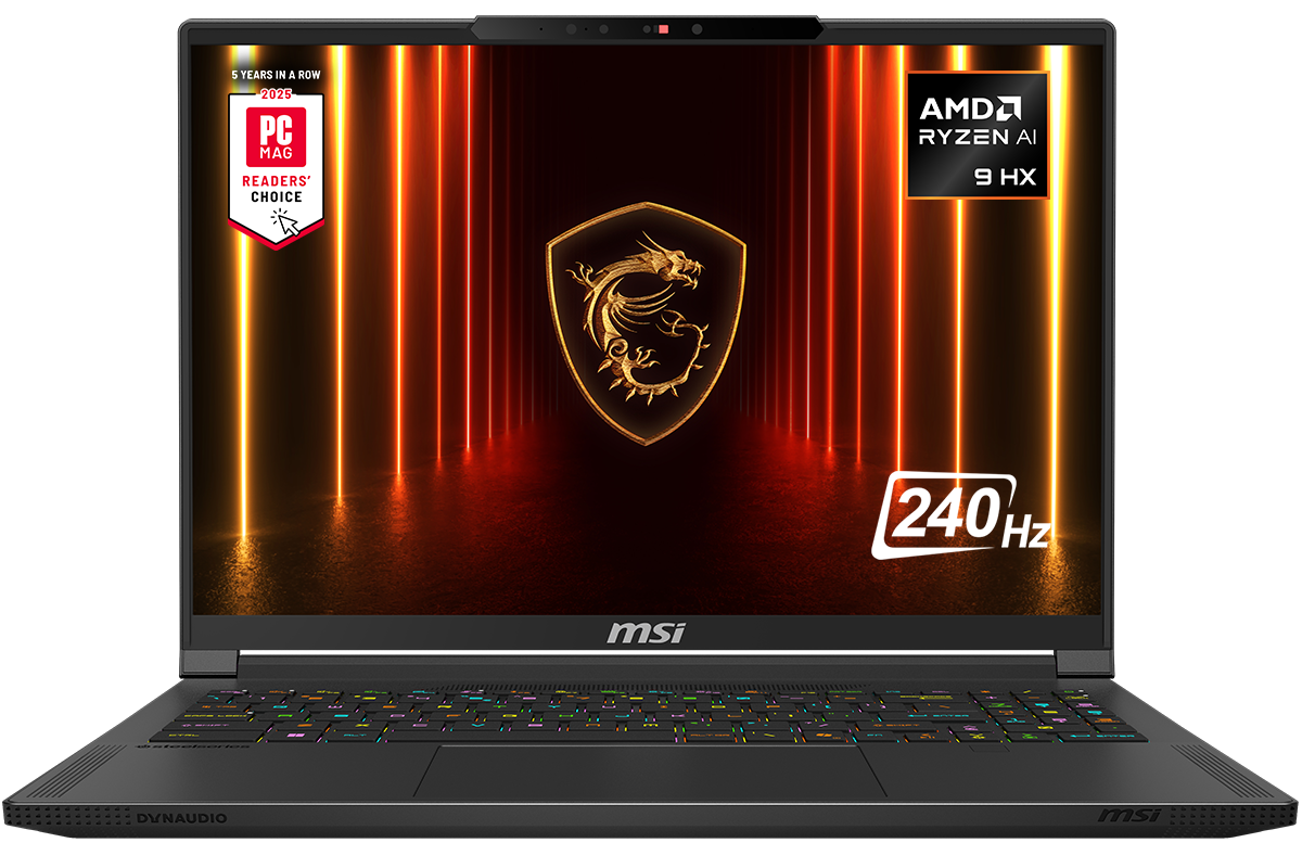 MSI - Stealth A16 AI+ 16" 240 Hz Gaming Laptop QHD+ - AMD Ryzen AI 9 HX 370 with 32GB Memory - GeForce RTX 5070Ti - 2TB SSD - Core Black, Black