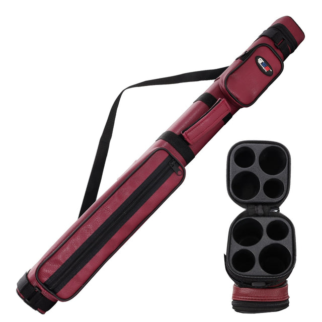 Front. GSE Games & Sports Expert - 2x2 Square Hard Billiard Pool Cue Stick Carrying Case, Billiard Cue Case - Burgundy - Burgundy.