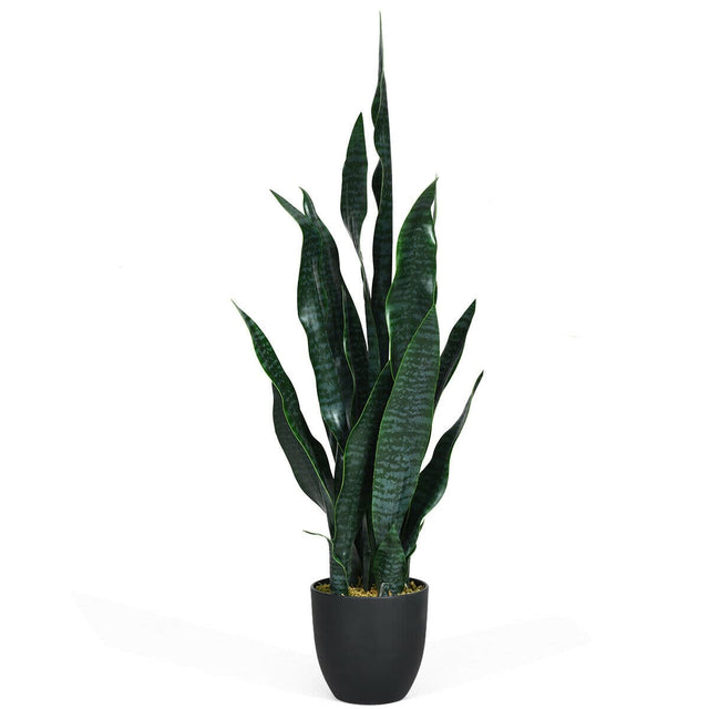 Front. Gymax - Gymax Artificial Fake Plant 35.5" Fake Sansevieria Indoor-Outdoor Decoration Green - Green.