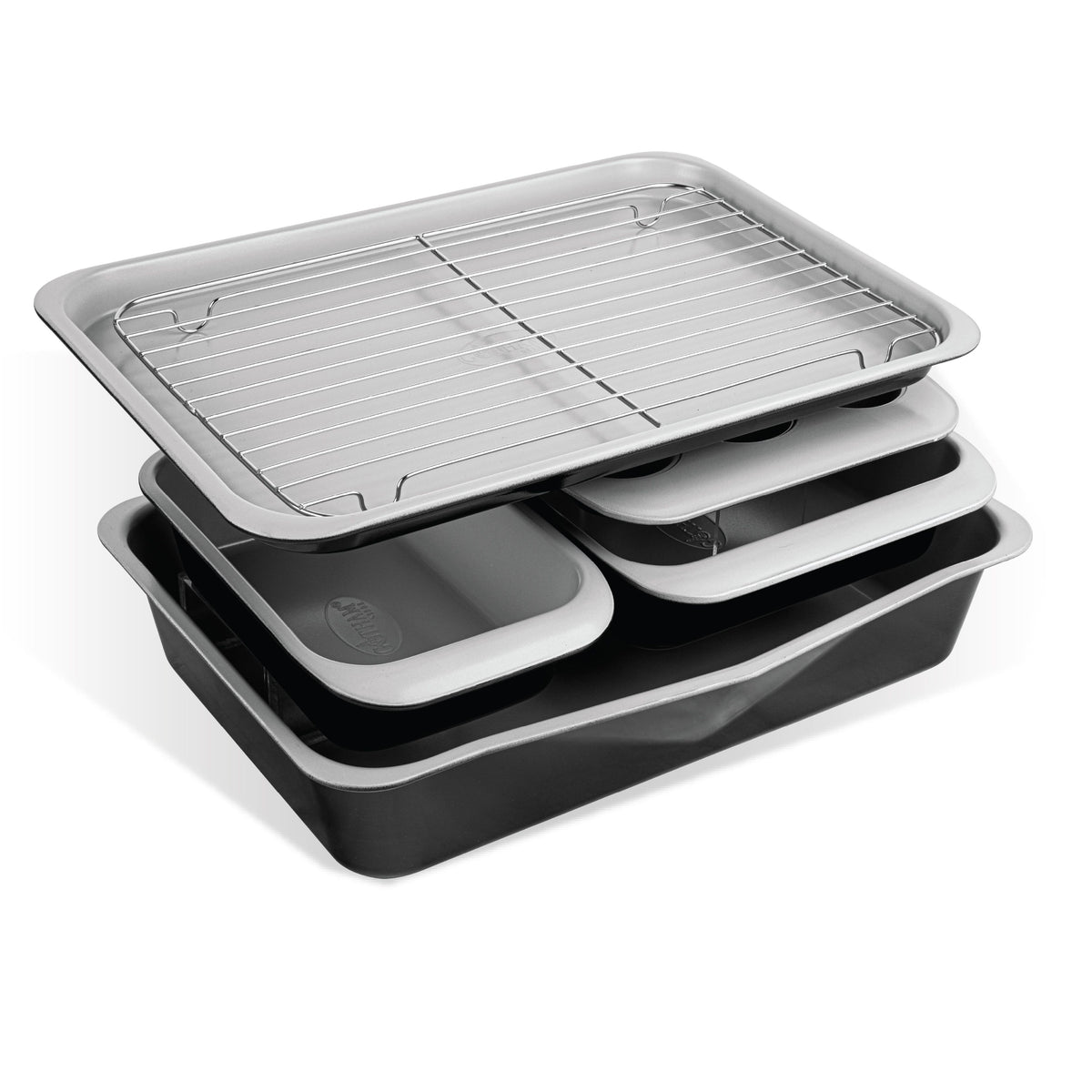 Gotham Steel - 6 Piece Nonstick Ceramic Stackable Bakeware Set - Black