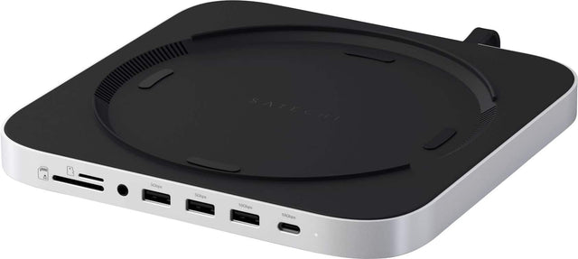 Front. Satechi - Stand & Hub For Mac Mini / Studio With NVMe SSD Enclosure - Silver.