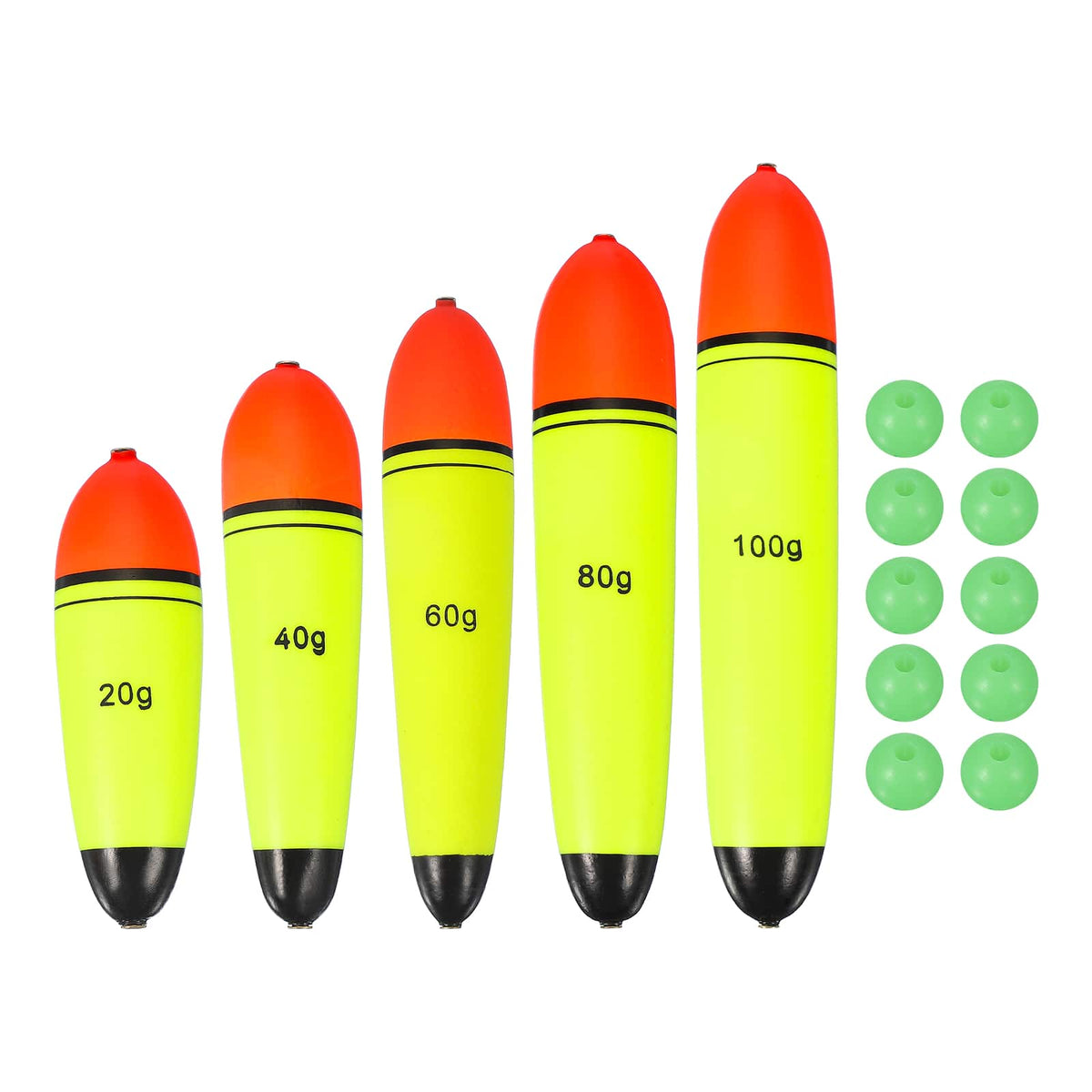 Unique Bargains - Fishing Slip Bobbers, EVA Foam Slip Floats with Beads, 0.7/1.4/2.1/2.8/3.5 oz & 5pcs - Fits Perch/Carp/Bass, Salt/Fresh - Red, Yellow