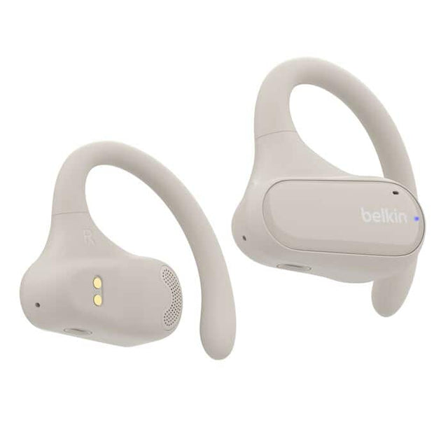 Front. Belkin - SoundForm ClearFit Open-Ear Wireless Earbuds - Sand.
